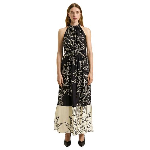 Veronika Maine Black Orchid Border Print Halter Maxi Dress